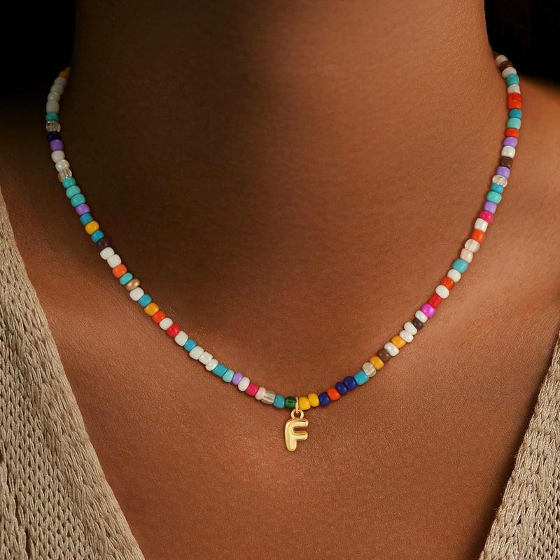 Treasure Bender Valentines Day Gifts for Kids Classroom - Colorful Beaded Initial Necklace for Girls Kids Women Teen Girl Gift Trendy Stuff Birthday Gift for 5 6 7 8 9 10 Year Old Girl Jewelry - Image 2